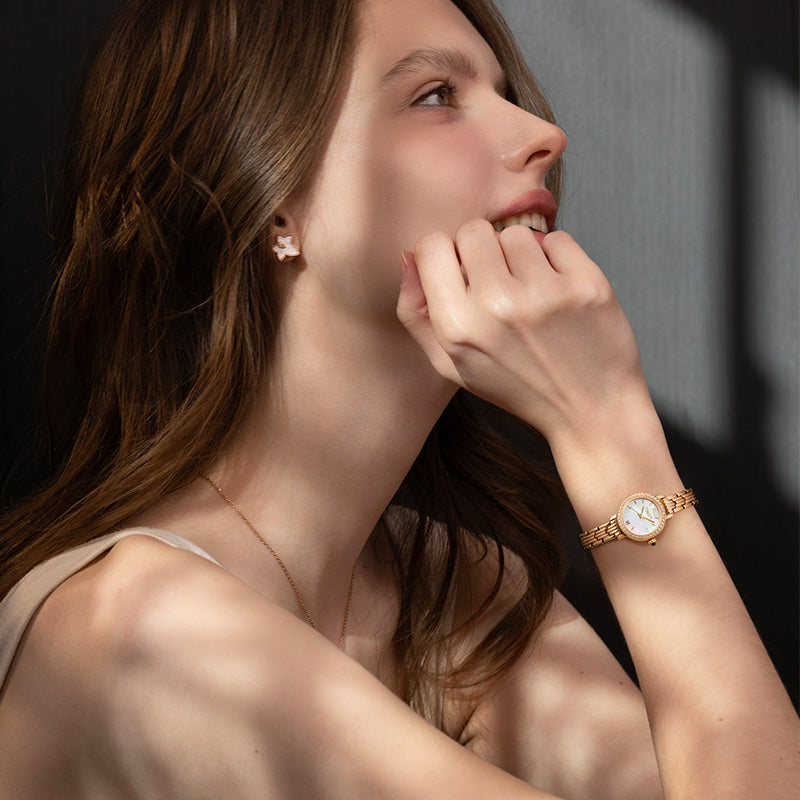 Mother-of-Pearl Watch with Rose Gold and Zirconia