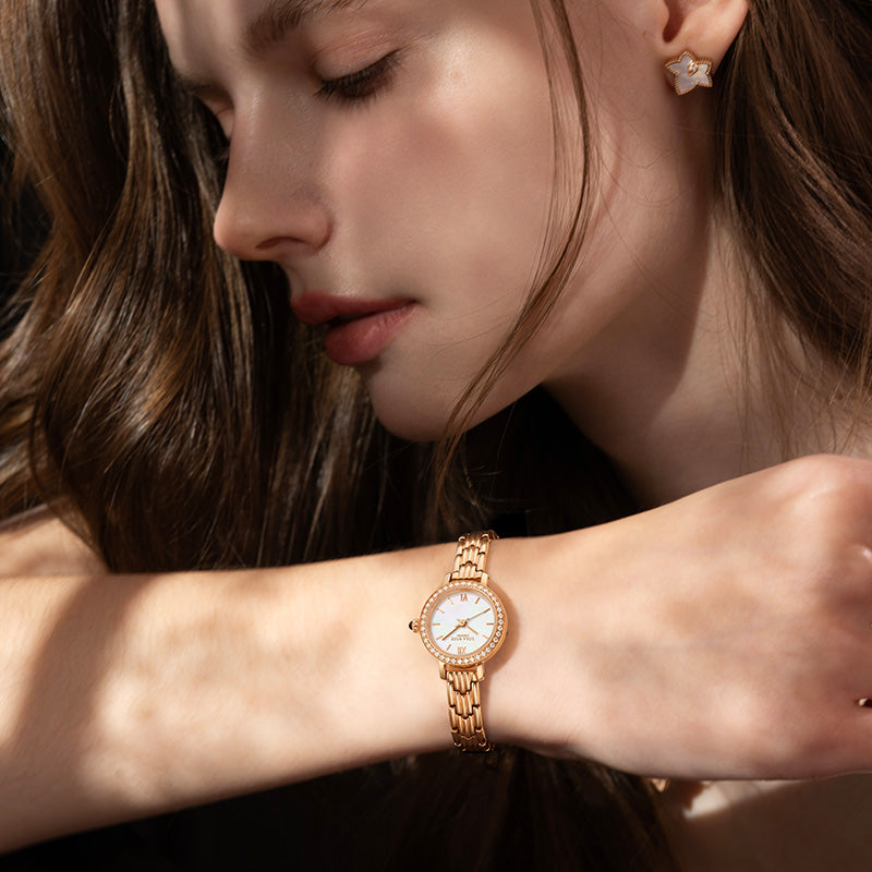Mother-of-Pearl Watch with Rose Gold and Zirconia