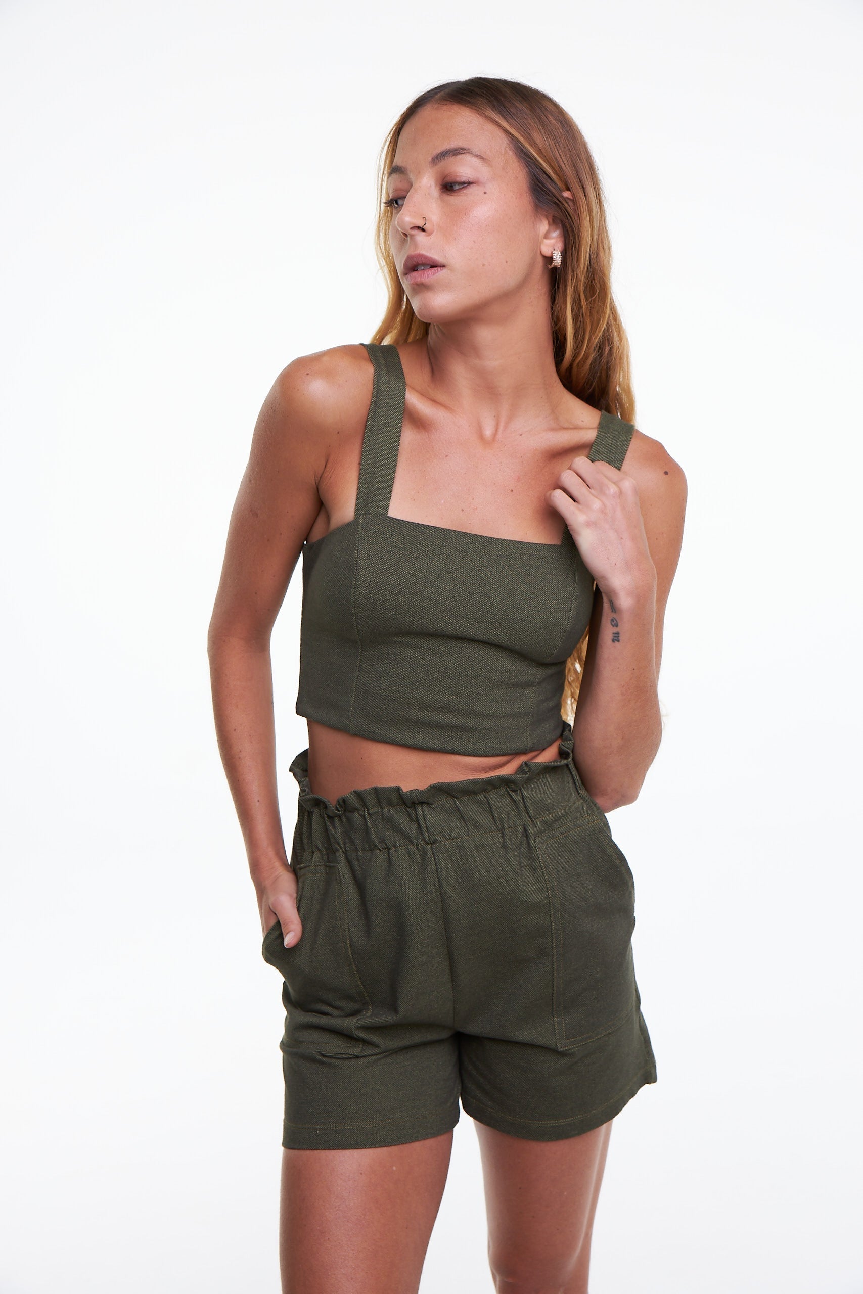 Cropped Straight Fit - Olive